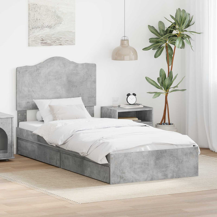 Cadru de pat cu sertar Gri din beton 90 x 190 cm Lemn compozit - WALTI WALTI