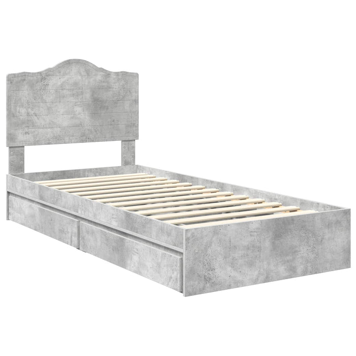 Cadru de pat cu sertar Gri din beton 90 x 190 cm Lemn compozit - WALTI WALTI