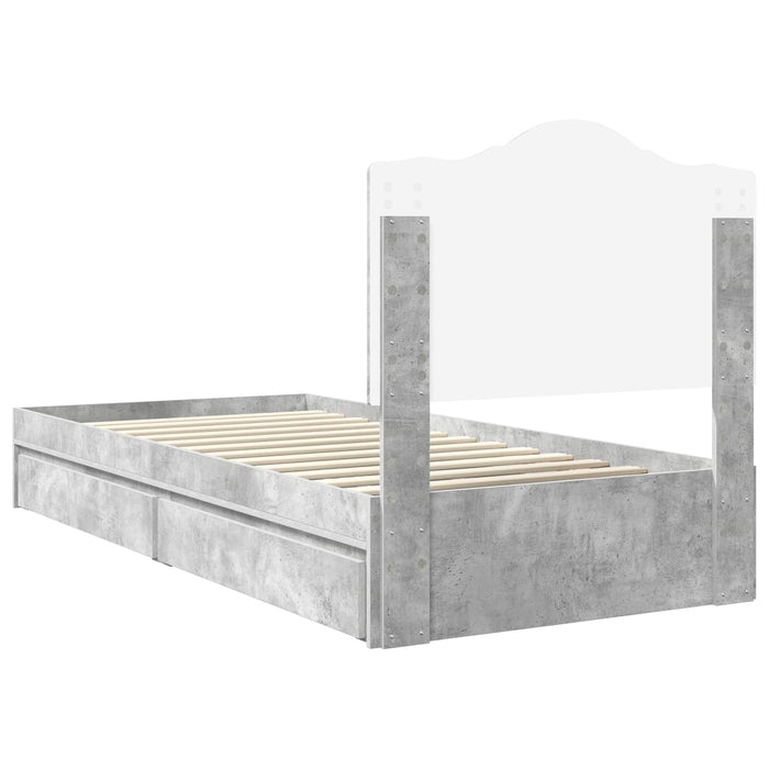 Cadru de pat cu sertar Gri din beton 90 x 190 cm Lemn compozit - WALTI WALTI