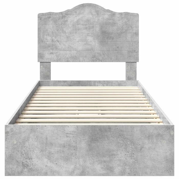 Cadru de pat cu sertar Gri din beton 90 x 190 cm Lemn compozit - WALTI WALTI