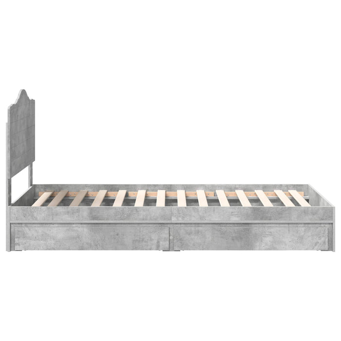 Cadru de pat cu sertar Gri din beton 90 x 190 cm Lemn compozit - WALTI WALTI