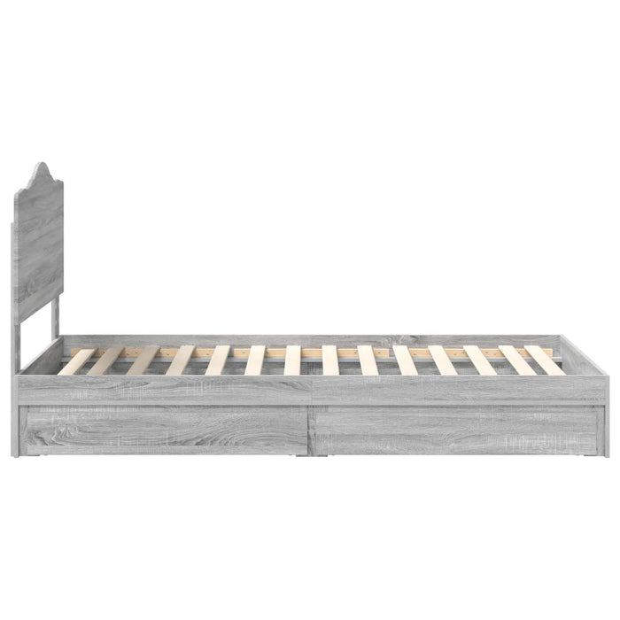 Cadru de pat cu sertar Gri Sonoma 90 x 190 cm Lemn compozit - WALTI WALTI