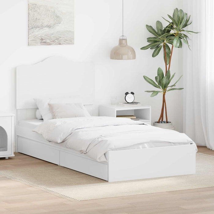 Cadru de pat cu sertar Alb 75 x 190 cm Lemn compozit - WALTI WALTI