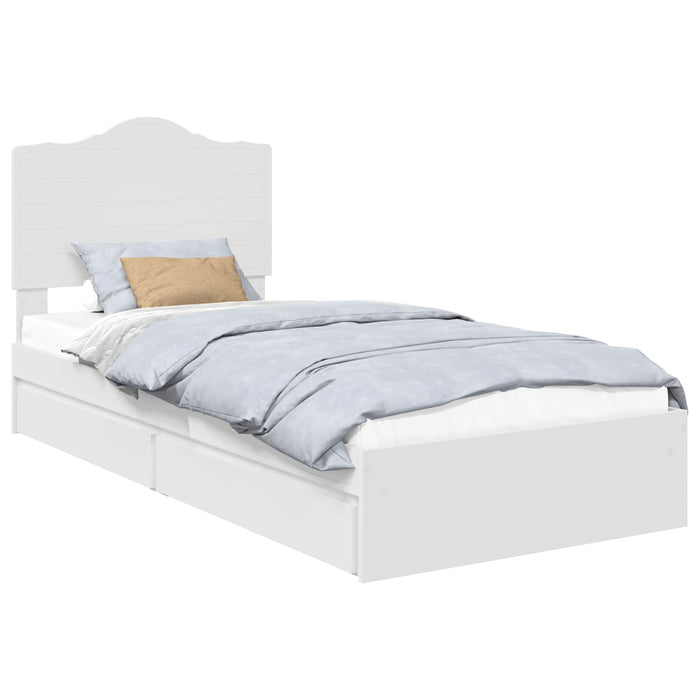 Cadru de pat cu sertar Alb 75 x 190 cm Lemn compozit - WALTI WALTI