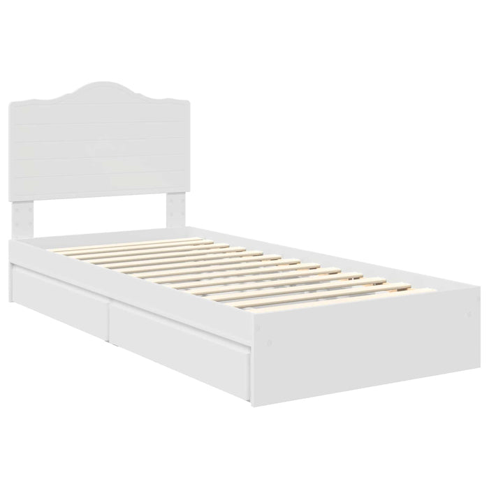 Cadru de pat cu sertar Alb 75 x 190 cm Lemn compozit - WALTI WALTI