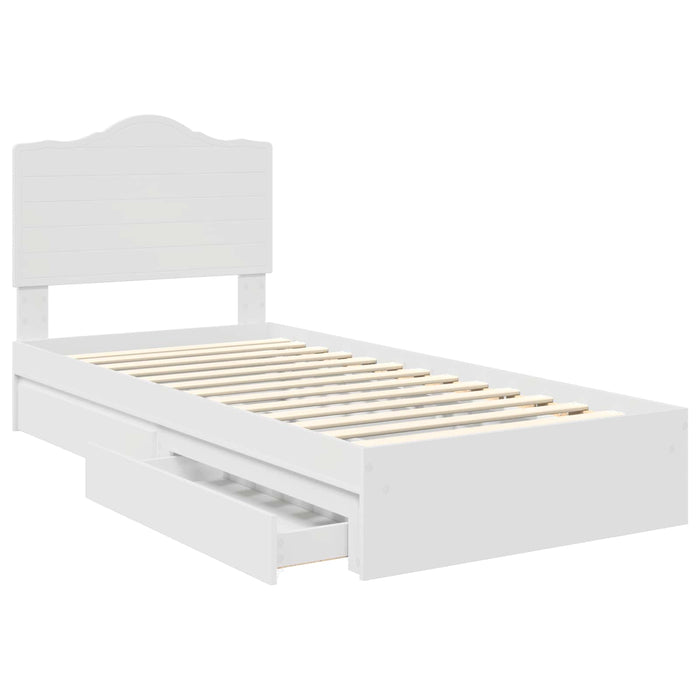 Cadru de pat cu sertar Alb 75 x 190 cm Lemn compozit - WALTI WALTI