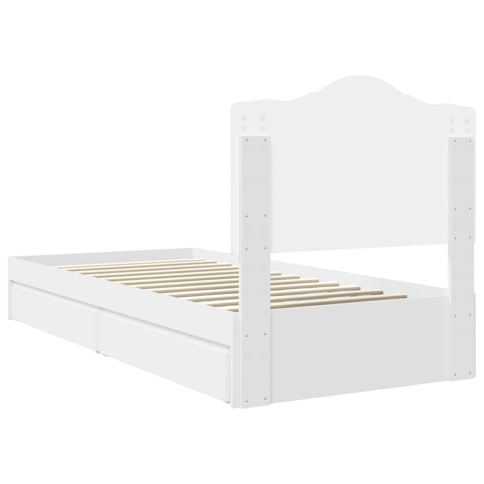 Cadru de pat cu sertar Alb 75 x 190 cm Lemn compozit - WALTI WALTI