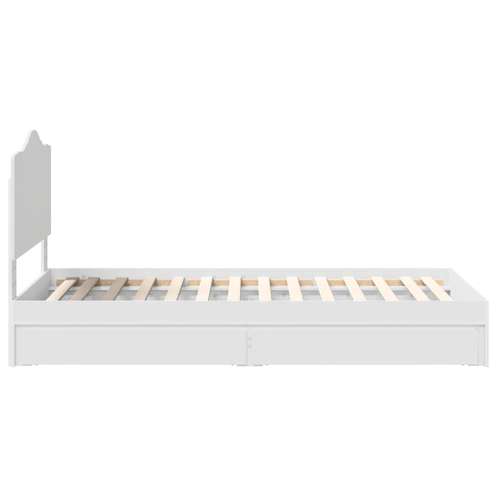 Cadru de pat cu sertar Alb 75 x 190 cm Lemn compozit - WALTI WALTI
