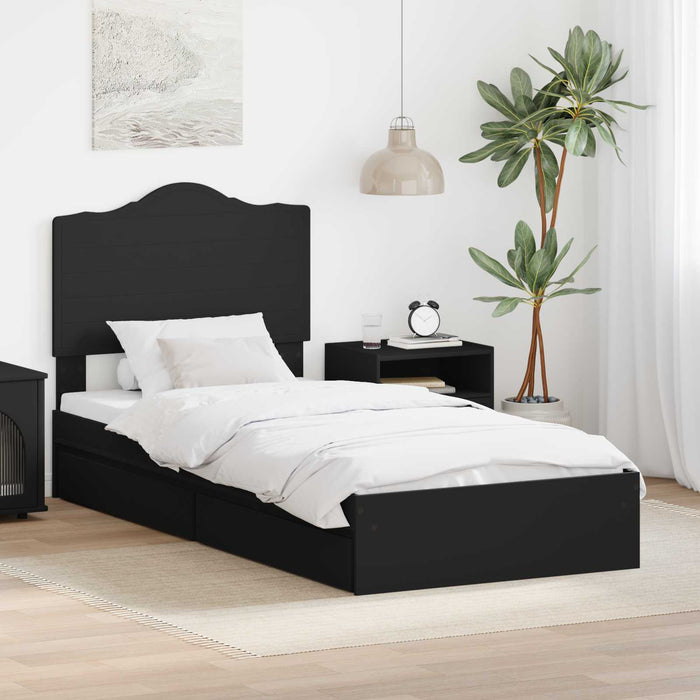 Cadru de pat cu sertar Negru 75 x 190 cm Lemn compozit - WALTI WALTI