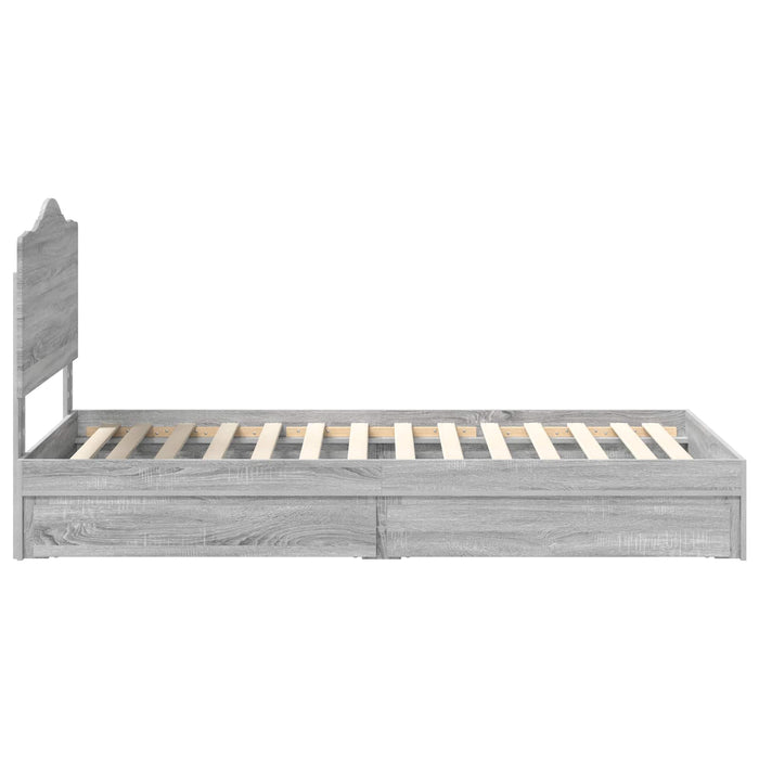 Cadru de pat cu sertar Gri Sonoma 75 x 190 cm Lemn compozit - WALTI WALTI