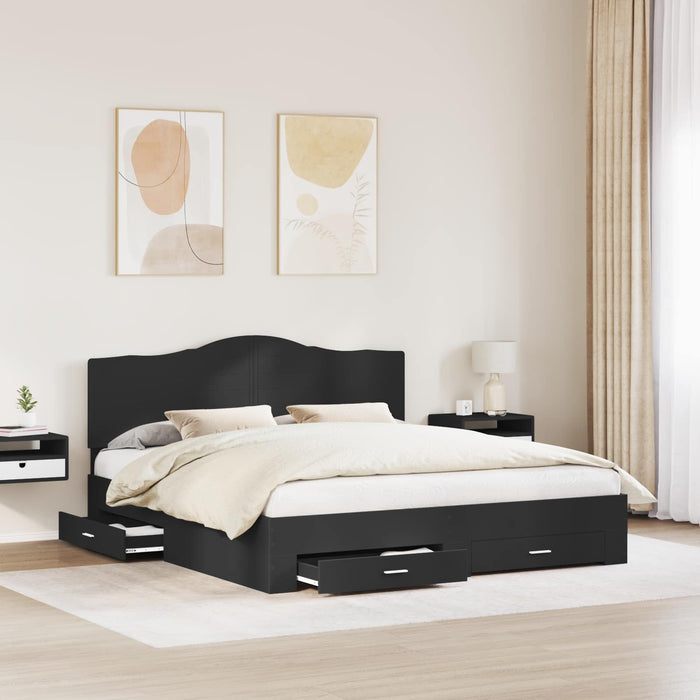 Cadru de pat cu sertar Negru 200 x 200 cm Lemn prelucrat WALTI