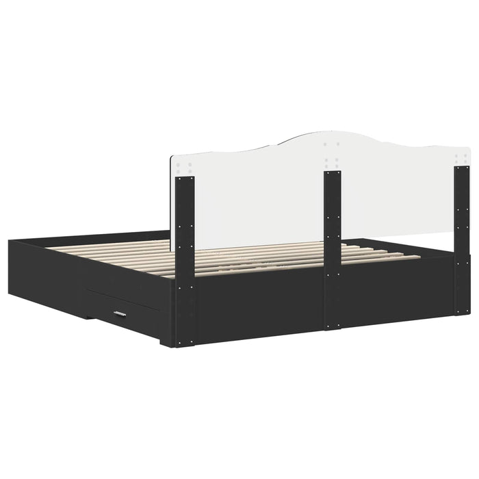 Cadru de pat cu sertar Negru 200 x 200 cm Lemn prelucrat WALTI