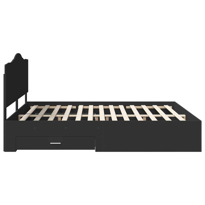 Cadru de pat cu sertar Negru 200 x 200 cm Lemn prelucrat WALTI