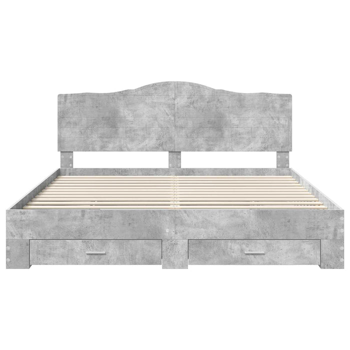 Cadru de pat cu sertar Gri din beton 200 x 200 cm Lemn compozit - WALTI WALTI