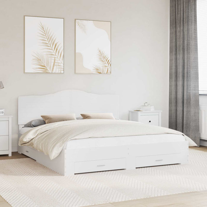 Cadru de pat cu headboard Alb 180 x 200 cm Lemn compozit - WALTI WALTI
