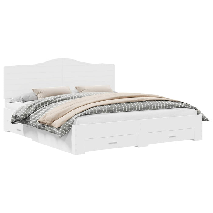Cadru de pat cu headboard Alb 180 x 200 cm Lemn compozit - WALTI WALTI
