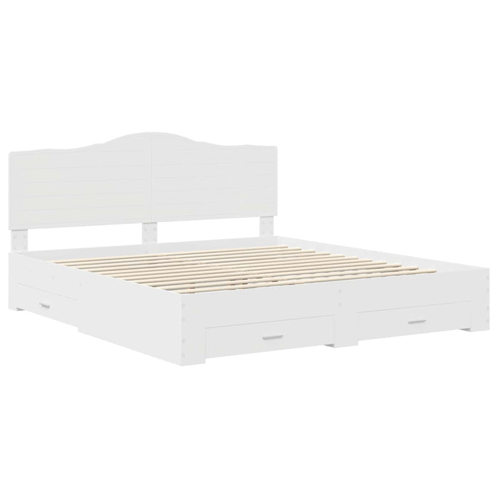 Cadru de pat cu headboard Alb 180 x 200 cm Lemn compozit - WALTI WALTI