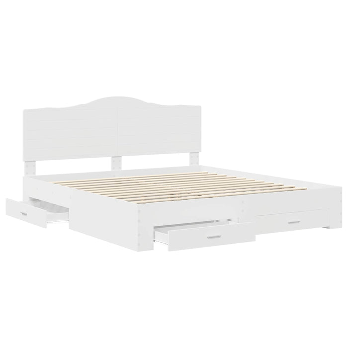 Cadru de pat cu headboard Alb 180 x 200 cm Lemn compozit - WALTI WALTI