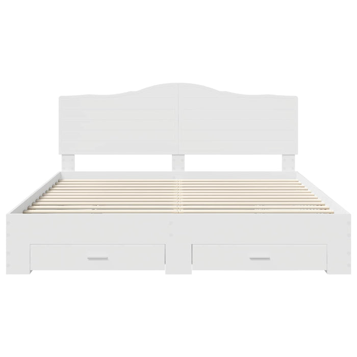 Cadru de pat cu headboard Alb 180 x 200 cm Lemn compozit - WALTI WALTI