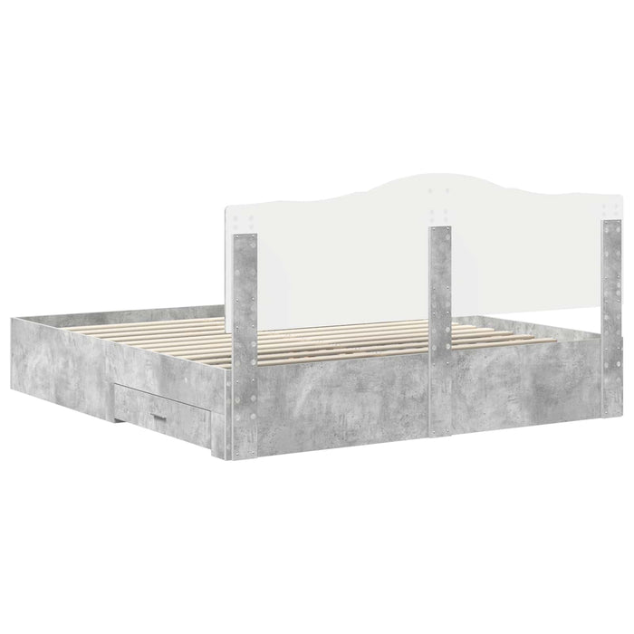Cadru de pat cu sertar Gri din beton 180 x 200 cm Lemn compozit - WALTI WALTI