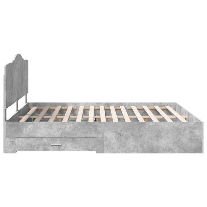 Cadru de pat cu sertar Gri din beton 180 x 200 cm Lemn compozit - WALTI WALTI