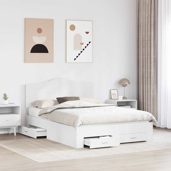 Cadru de pat cu headboard Alb 160 x 200 cm Lemn compozit - WALTI WALTI