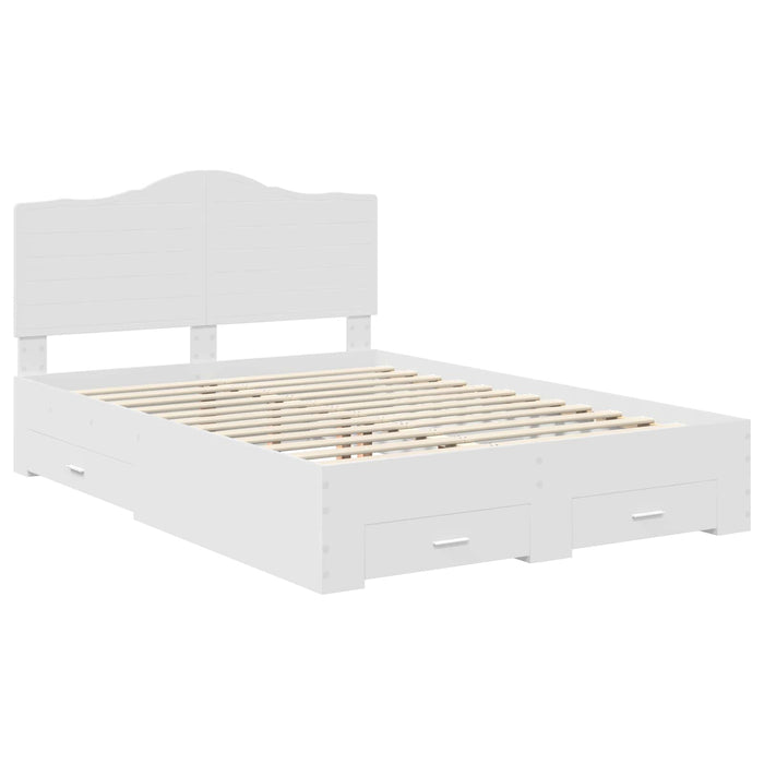 Cadru de pat cu headboard Alb 160 x 200 cm Lemn compozit - WALTI WALTI