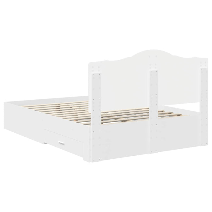 Cadru de pat cu headboard Alb 160 x 200 cm Lemn compozit - WALTI WALTI