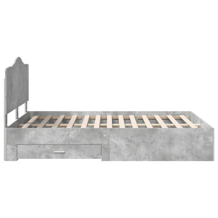 Cadru de pat cu sertar Gri din beton 150 x 200 cm Lemn compozit - WALTI WALTI