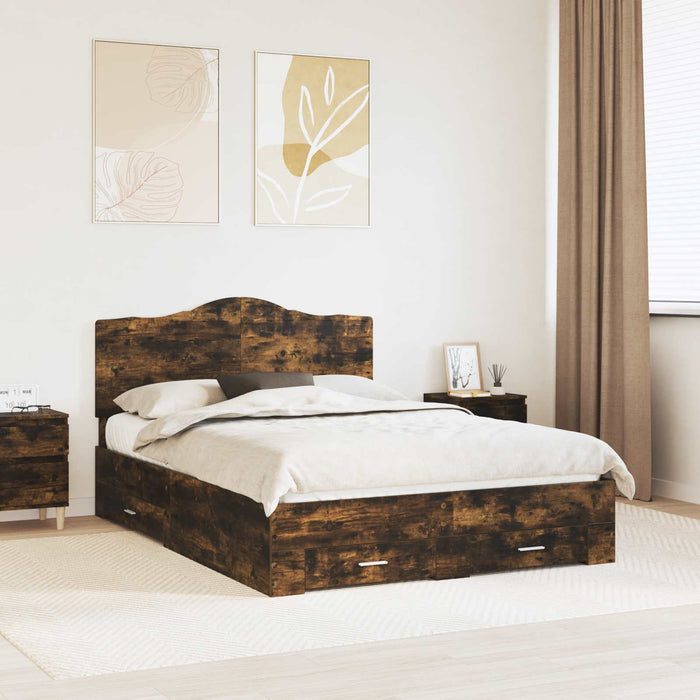Cadru de pat Stejar fumuriu 150 x 200 cm Lemn compozit - WALTI WALTI
