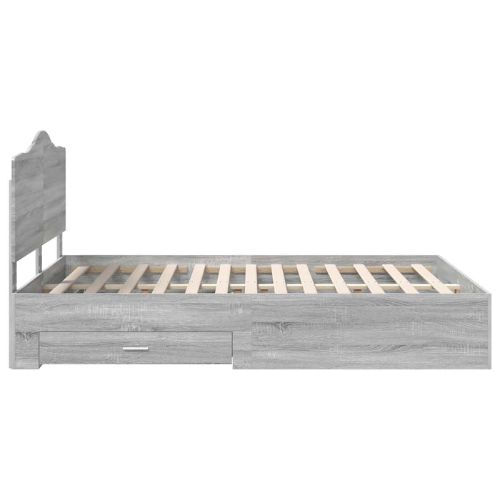 Cadru de pat cu headboard Gri Sonoma 150 x 200 cm Lemn compozit - WALTI WALTI