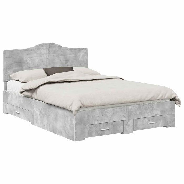 Cadru de pat cu sertar Gri din beton 140 x 200 cm Lemn compozit - WALTI WALTI