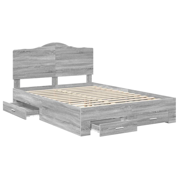 Cadru de pat cu headboard Gri Sonoma 140 x 200 cm Lemn compozit - WALTI WALTI