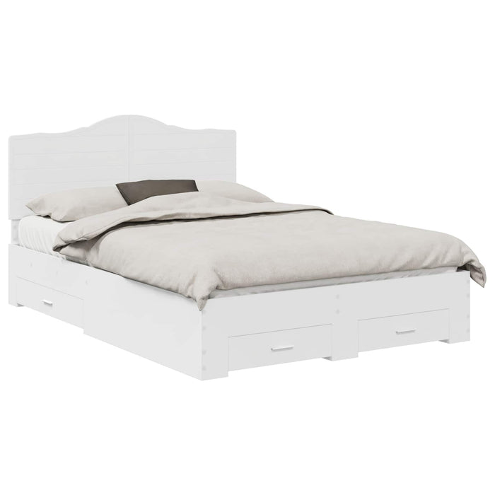 Cadru de pat cu headboard Alb 140 x 190 cm Lemn compozit - WALTI WALTI