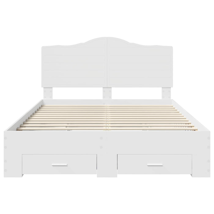 Cadru de pat cu headboard Alb 140 x 190 cm Lemn compozit - WALTI WALTI