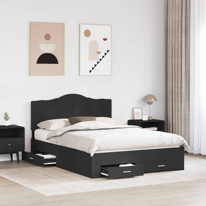 Cadru de pat cu headboard Negru 140 x 190 cm Lemn compozit - WALTI WALTI