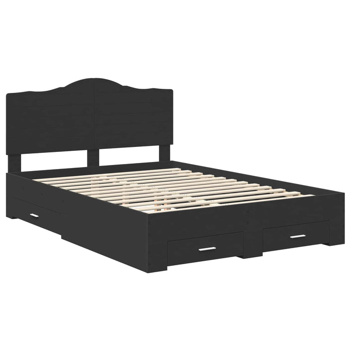 Cadru de pat cu headboard Negru 140 x 190 cm Lemn compozit - WALTI WALTI