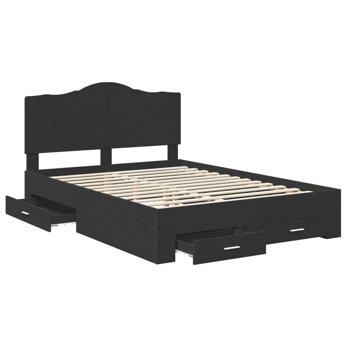 Cadru de pat cu headboard Negru 140 x 190 cm Lemn compozit - WALTI WALTI