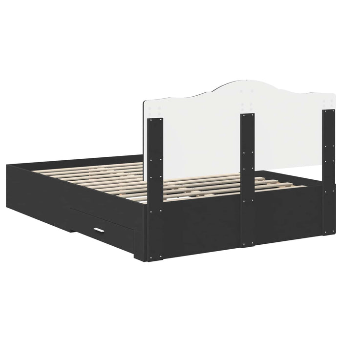 Cadru de pat cu headboard Negru 140 x 190 cm Lemn compozit - WALTI WALTI
