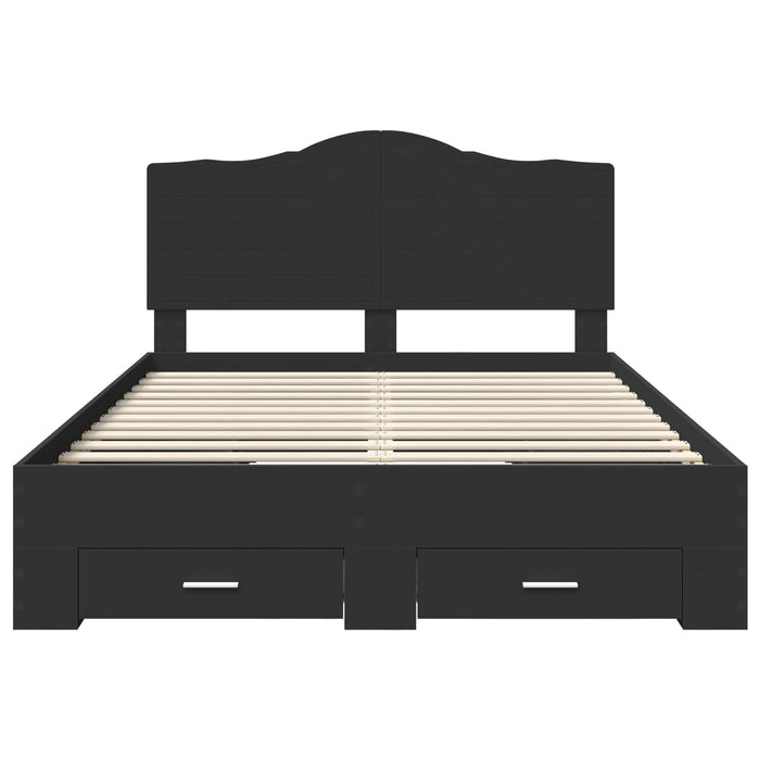 Cadru de pat cu headboard Negru 140 x 190 cm Lemn compozit - WALTI WALTI