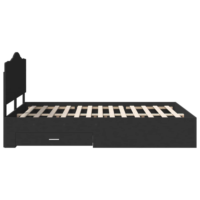 Cadru de pat cu headboard Negru 140 x 190 cm Lemn compozit - WALTI WALTI