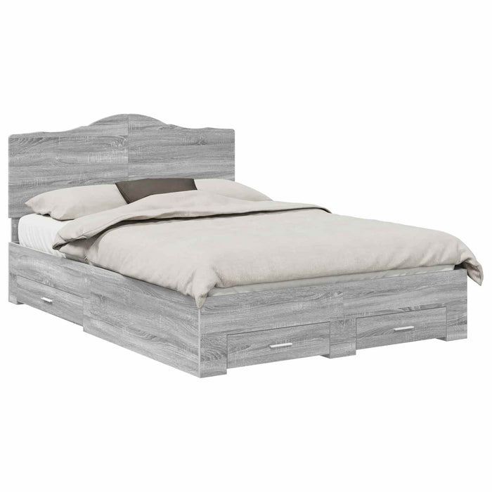 Cadru de pat cu headboard Gri Sonoma 140 x 190 cm Lemn compozit - WALTI WALTI
