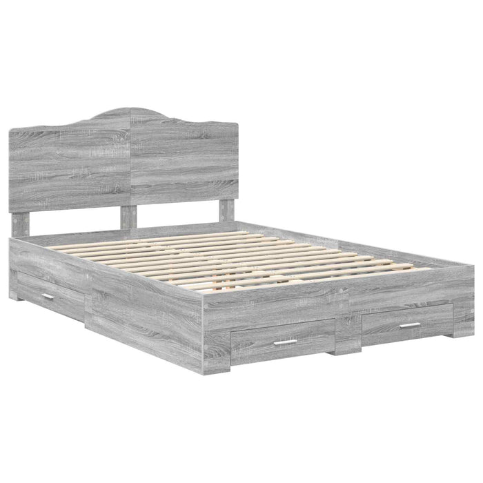 Cadru de pat cu headboard Gri Sonoma 140 x 190 cm Lemn compozit - WALTI WALTI
