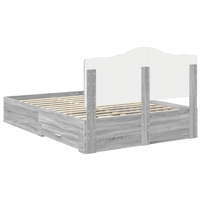 Cadru de pat cu headboard Gri Sonoma 140 x 190 cm Lemn compozit - WALTI WALTI