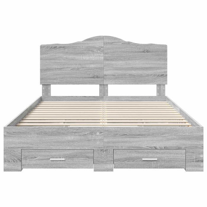 Cadru de pat cu headboard Gri Sonoma 140 x 190 cm Lemn compozit - WALTI WALTI