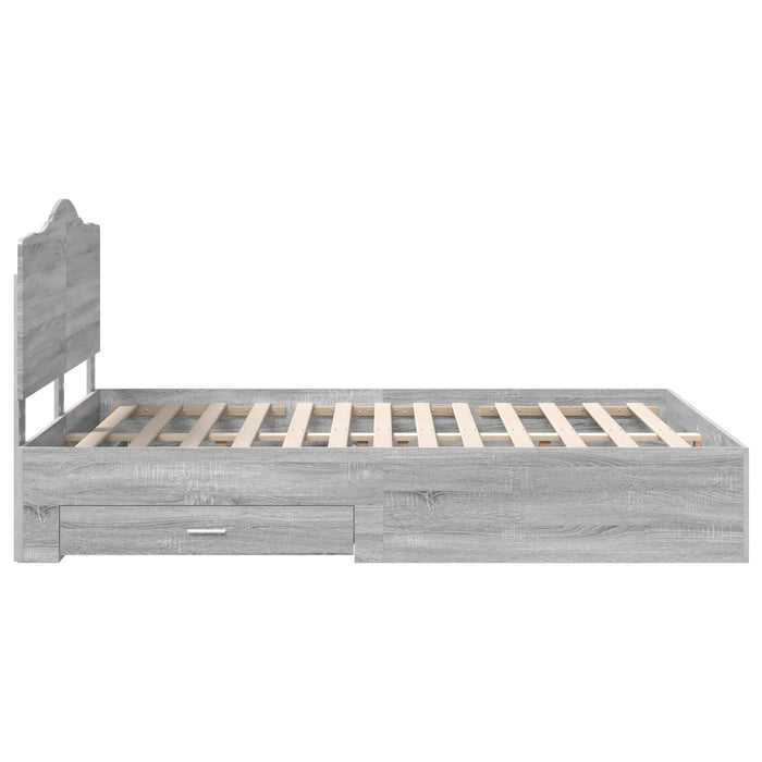 Cadru de pat cu headboard Gri Sonoma 140 x 190 cm Lemn compozit - WALTI WALTI