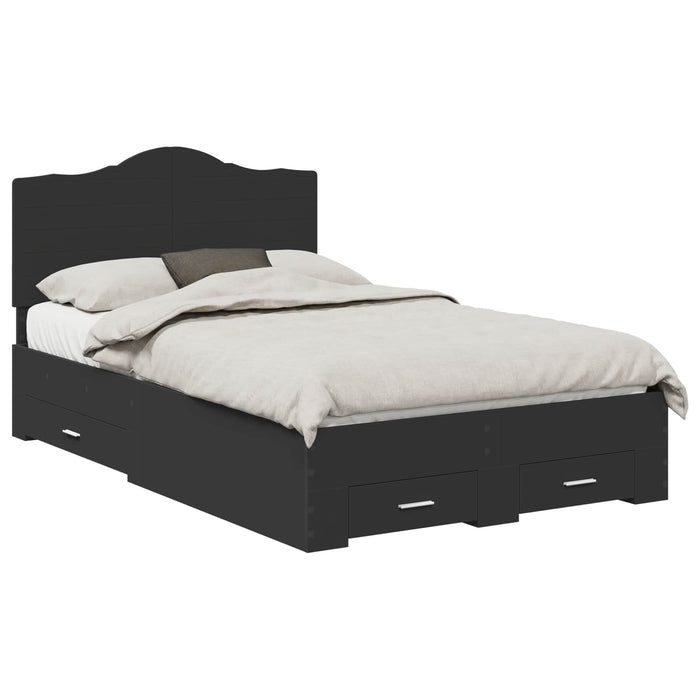 Cadru de pat cu headboard Negru 135 x 190 cm Lemn compozit - WALTI WALTI