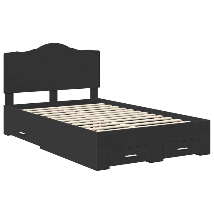 Cadru de pat cu headboard Negru 135 x 190 cm Lemn compozit - WALTI WALTI