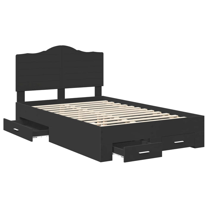 Cadru de pat cu headboard Negru 135 x 190 cm Lemn compozit - WALTI WALTI