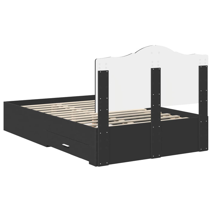 Cadru de pat cu headboard Negru 135 x 190 cm Lemn compozit - WALTI WALTI